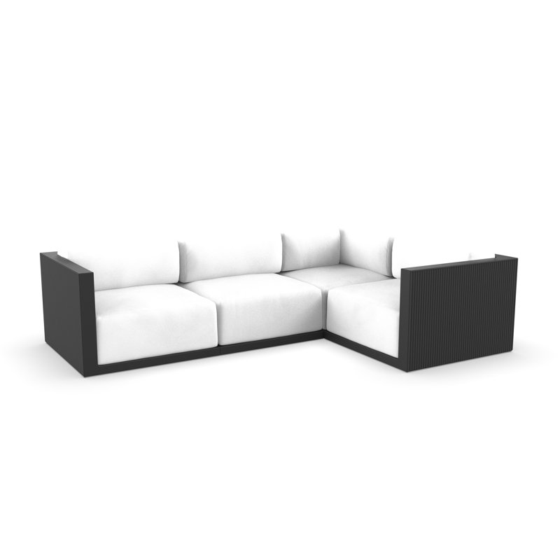 Gatsby 114" Wide Outdoor Reversible Patio Sectional with Cushions, Right Hand Facing, Nautical Taupe, Black