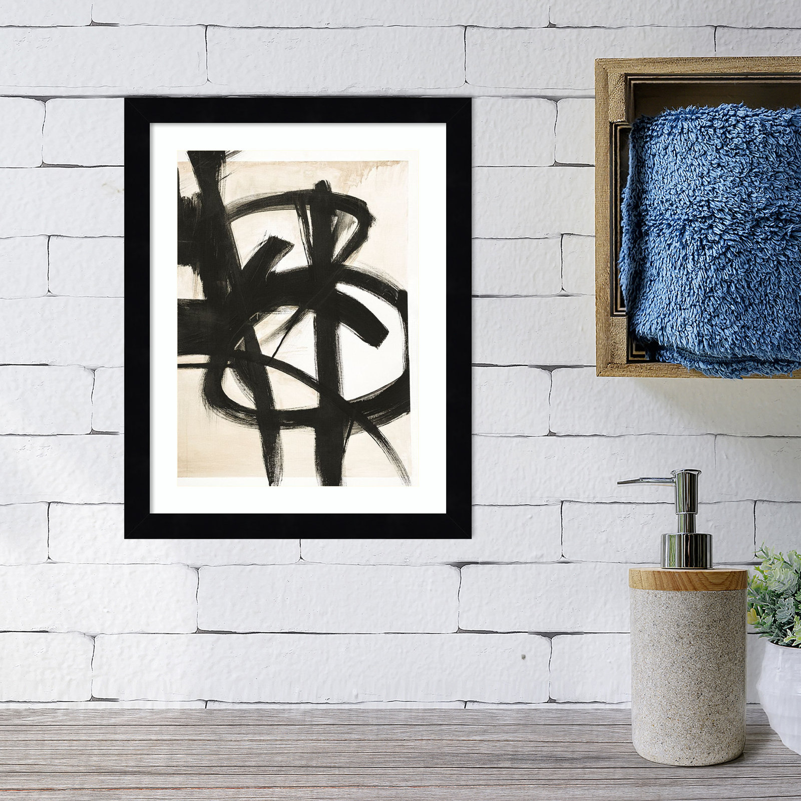 Graphical Shapes 7 by Design Fabrikken, 19.12" H x 15.12" W x 0.88" D, Black Framed Paper