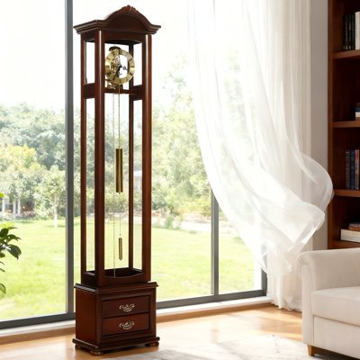 69.69"Simple and Retro Transparent Solid Wood Floor Clock