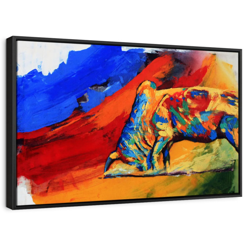 «Colorful Bull Wall Art», H 29 po x l 43 po