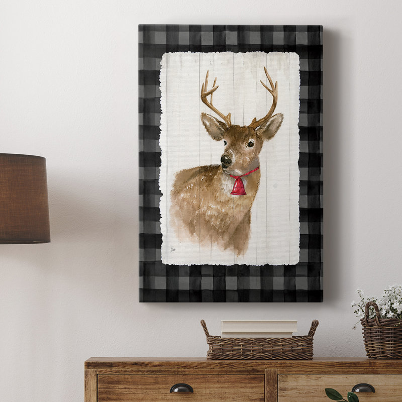 Cerf de Noël des Fêtes - Cavas de galerie, H 48 po x l 32 po