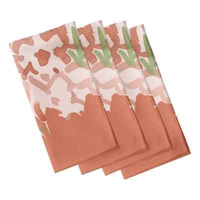 Lonston Abstract Floral Center Stripe Napkins