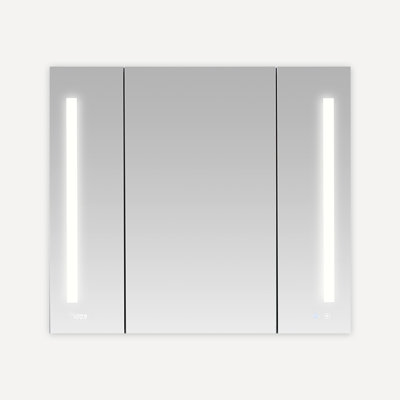 AQUADOM Signature Royale 36" W x 36" H x 5"D, LED Medicine Cabinet with Defogger, Electrical Outlets, Digital Clock, Dimmer, Adjustable LED 3X Magnifying Mirror