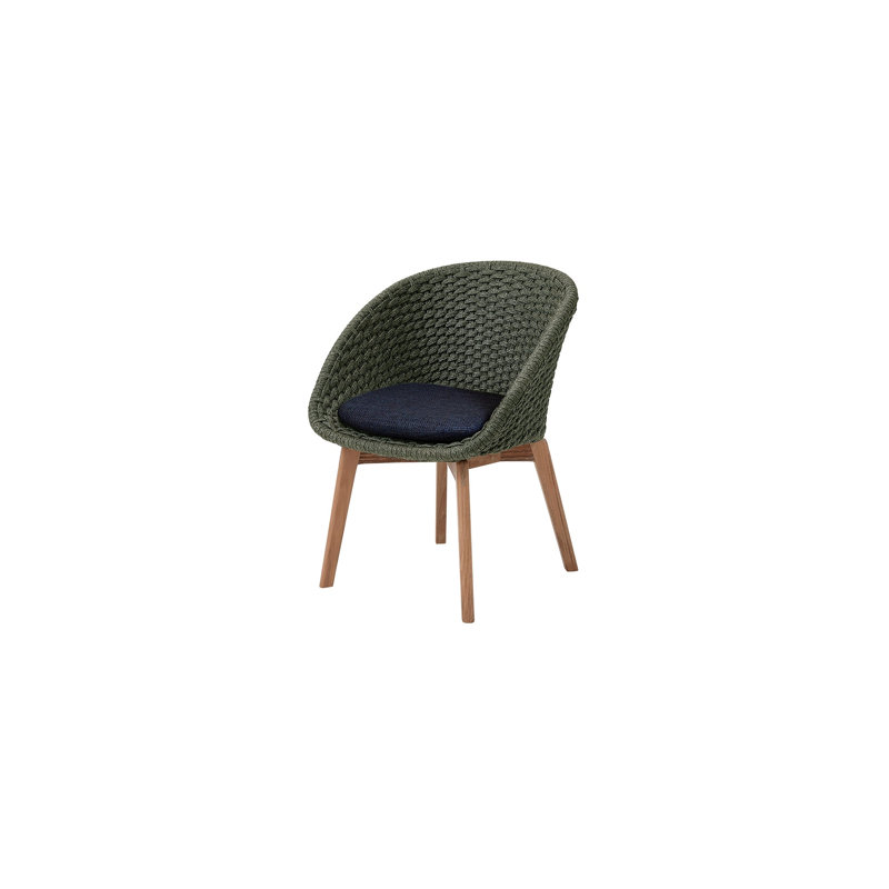 Peacock Chair with Teak Legs, Dark Green, Dark Green