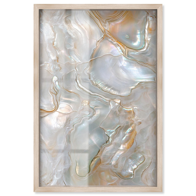 Décoration murale géodésique «Fluid Preciousness IV» par Art Remedy, H 16 po x l 11 po, Crème, crème