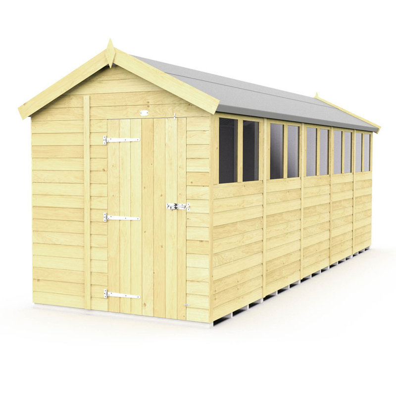 7ft x 20ft Apex Shed - Single Door with Windows