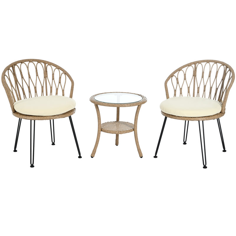 Chair And Table For Outdoor Relaxation On Balconies, Featuring Smooth , - Proof Table, Lightweight Design Of 2 Chairs A Tempered Glass Suitable Relaxation, Simple Assembly