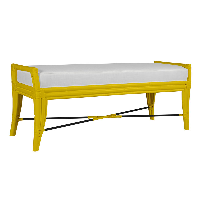 Malacca Upholstered Bench, Canary Yellow