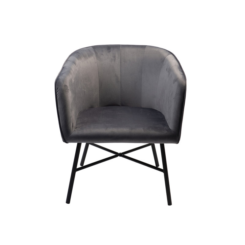 Daevin 17.34'' H Velvet Upholstered Armchair, Dark Gray