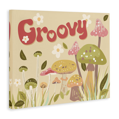 Groovy Botanical Mushrooms Canvas Wall Art by Diane Labombarbe