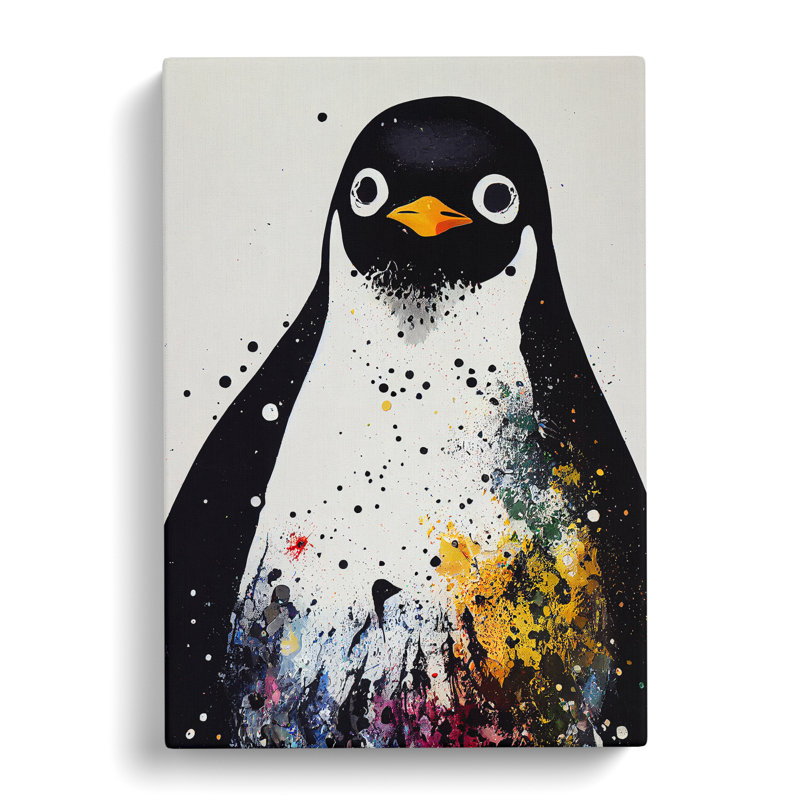 Paint Splash Penguin No.5 - Wrapped Canvas, 50cm H x 35cm W x 3cm D