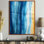 «Ocean Waves At The Beach Linen Blue», reproduction d'art abstrait