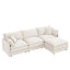 Canapé modulaire en forme de L 102 po, canapé en chenille, 3 places avec repose-pieds mobile (beige)-279136055
