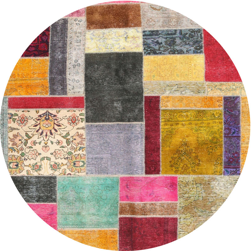 Tapis rouge / jaune / vert Swinsley, Rond 6 pi