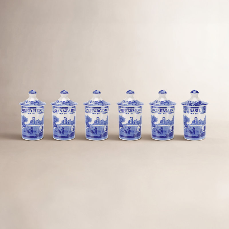 Spode Blue Italian Spice Jars 2x4"