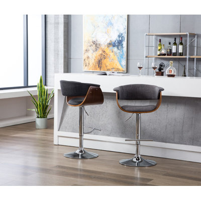 Bandar Swivel Adjustable Height Mid-Century Bar Stool
