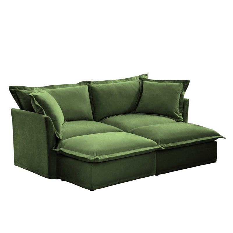 Confortable 2 places avec repose-pieds, tissu chenille pour un espace de détente