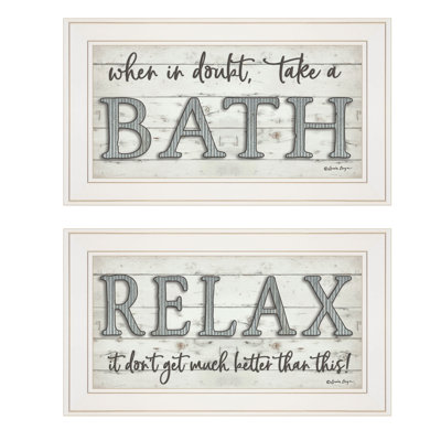«Bath Relax», impression encadrée de décoration murale moderne pour le salon, la chambre à coucher et la maison de campagne par Susie Boyer