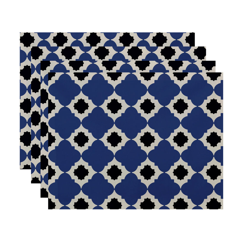 Nikhil Polyester Geometric Rectangle Placemat, Blue
