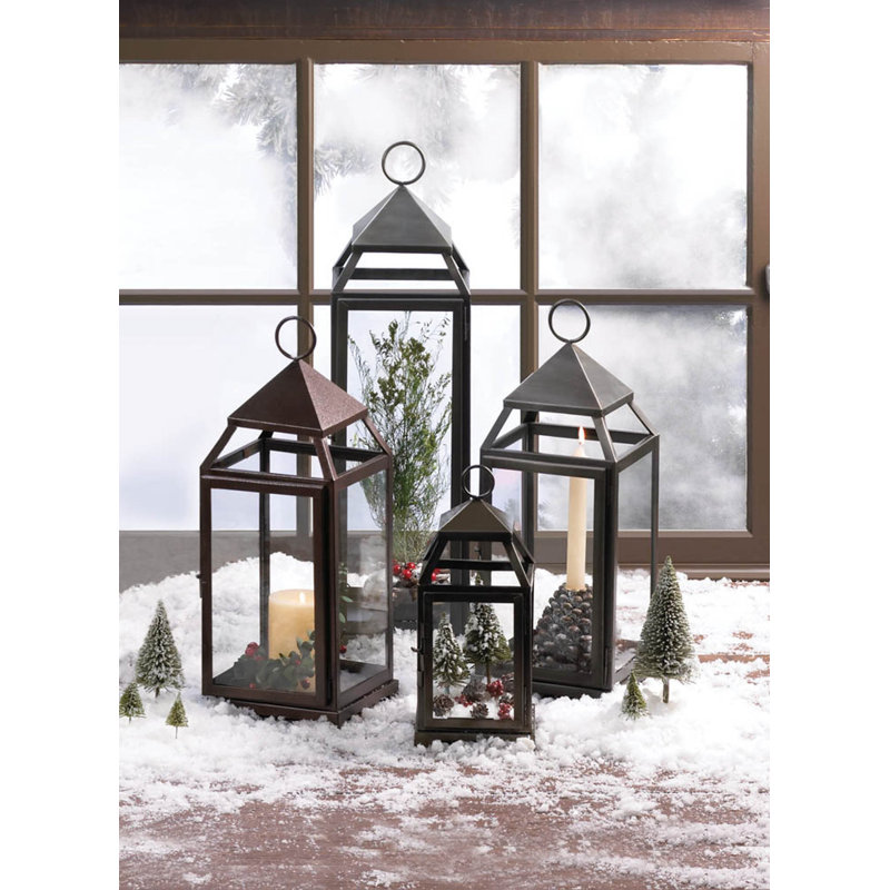 LANTERNE BOUGIE CONTEMPORAINE EN BRONZE, Noir, noir, noir, noir