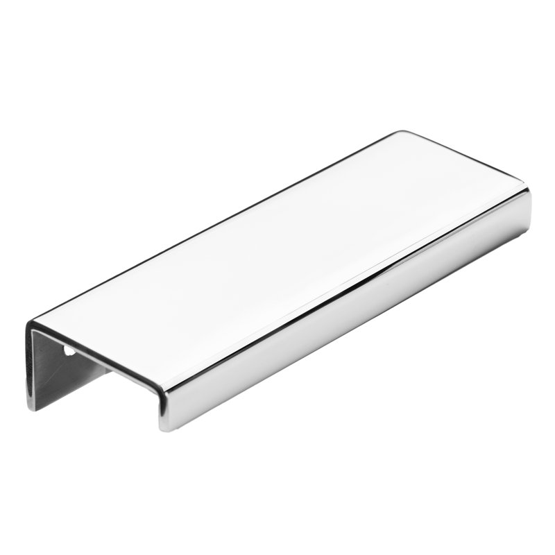 Modern Cabinet Finger Edge Pull, Polished Stainless Steel, 18.89