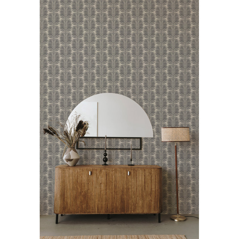 Organic Betty Palms 10' L x 24" W Wallpaper Roll, Cashmere, Self-adhesive