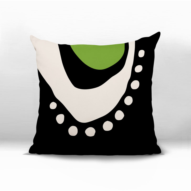 Oreiller carré réversible intérieur / extérieur Tobe Minimalist, H 15 po x l 15 po, Chartreuse/Black/Off-White