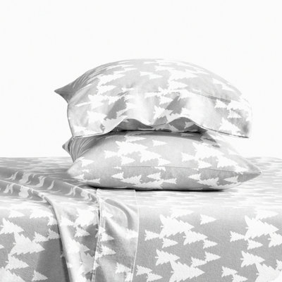 Winter Woods Flannel Sheet Set - Double Brushed for Extra Softness. Velvety Soft Heavyweight Fabric with Deep Pockets for Queen Beds.