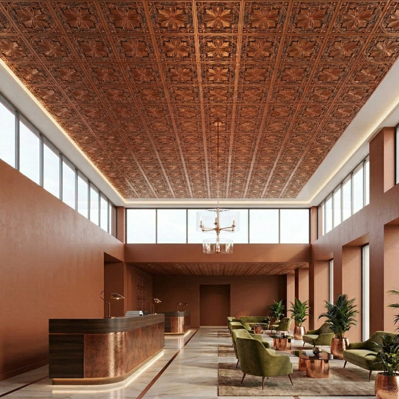Pavillon de jardin Milan x 2 pi Tuile de plafond à poser ou à coller, Aged Copper