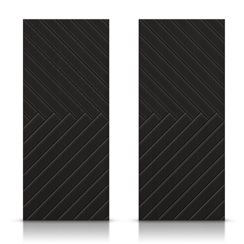 Portes de placard coulissantes à panneaux en bois manufacturé, Noir, 60 po x 96 po