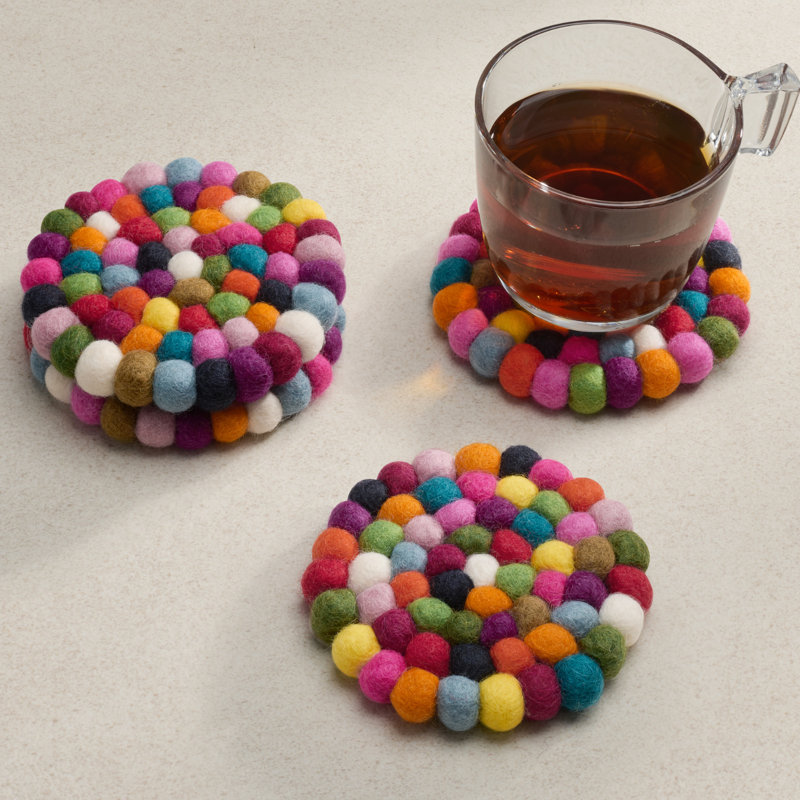 Ensemble de sous-verres ronds 4 po MODWOOL (multicolore), Multi-couleur