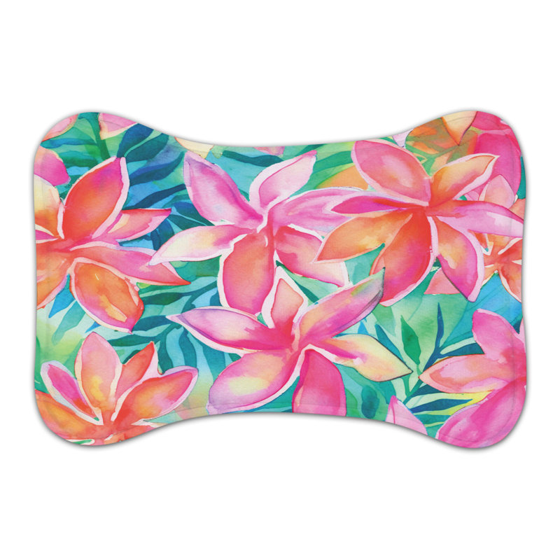 Watercolor Tropical Views - Tapis d'alimentation en os 1 pièce, Moyen (18 po)