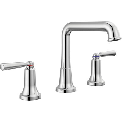 Saylor Chrome Bathroom Faucet 3 Hole, 8 Inch Widespread 2-Handle Bathroom Sink Faucet for Vanity, Metal Push-Pop Drain Assembly, Chrome