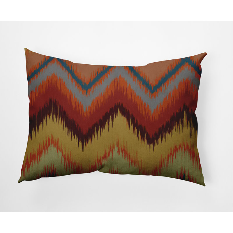 Coussin décoratif décoratif à chevrons Ikat, Terre de Sienne