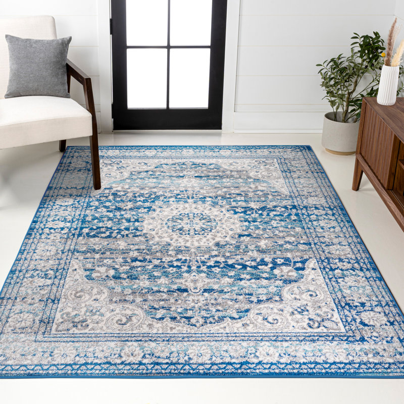 Tapis bleu / gris foncé Marzo, Rectangle 4pi x 6 pi