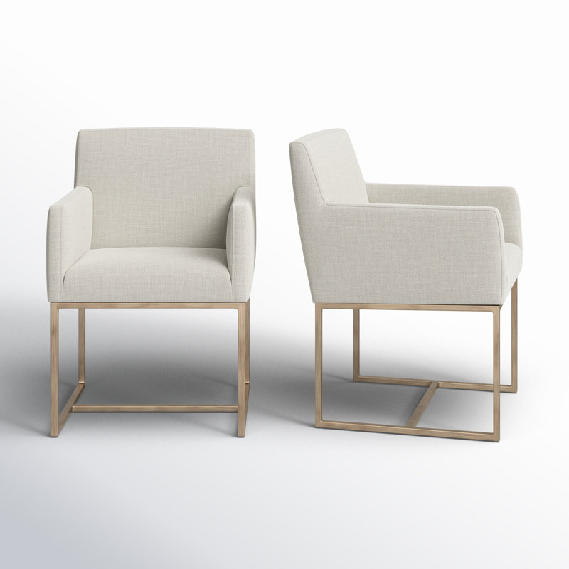 Tibbie Upholstered Dining Arm Chairs with Metal Legs