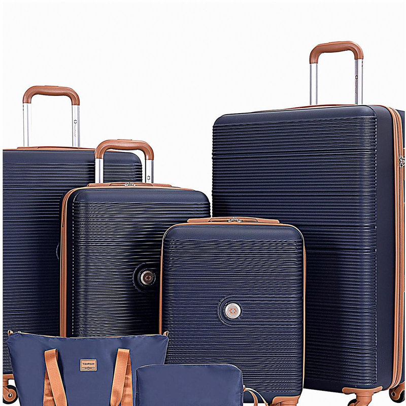 Ensemble 6 pièces de valises rigides Hardshell avec roulettes TSA BLUE