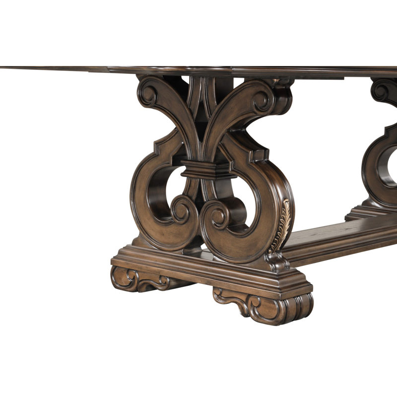 Table de salle à manger traditionnelle 114 po, brun foncé