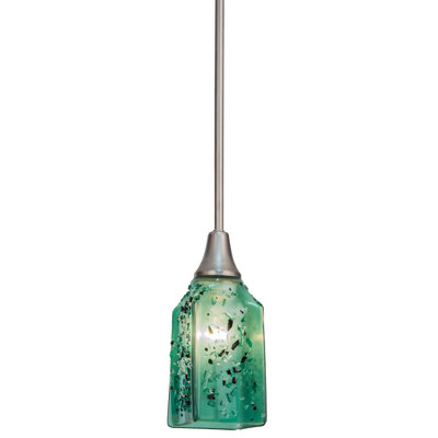 Luminaire suspendu drapé en verre de mer carré 4 po