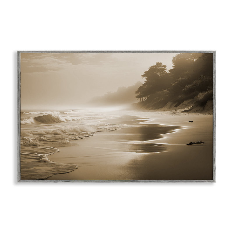  Sépia, paysage de plage lisse, estampe numérique par Noah Bay, Estampe numérique Farmhouse, H 12 po x l 18 po