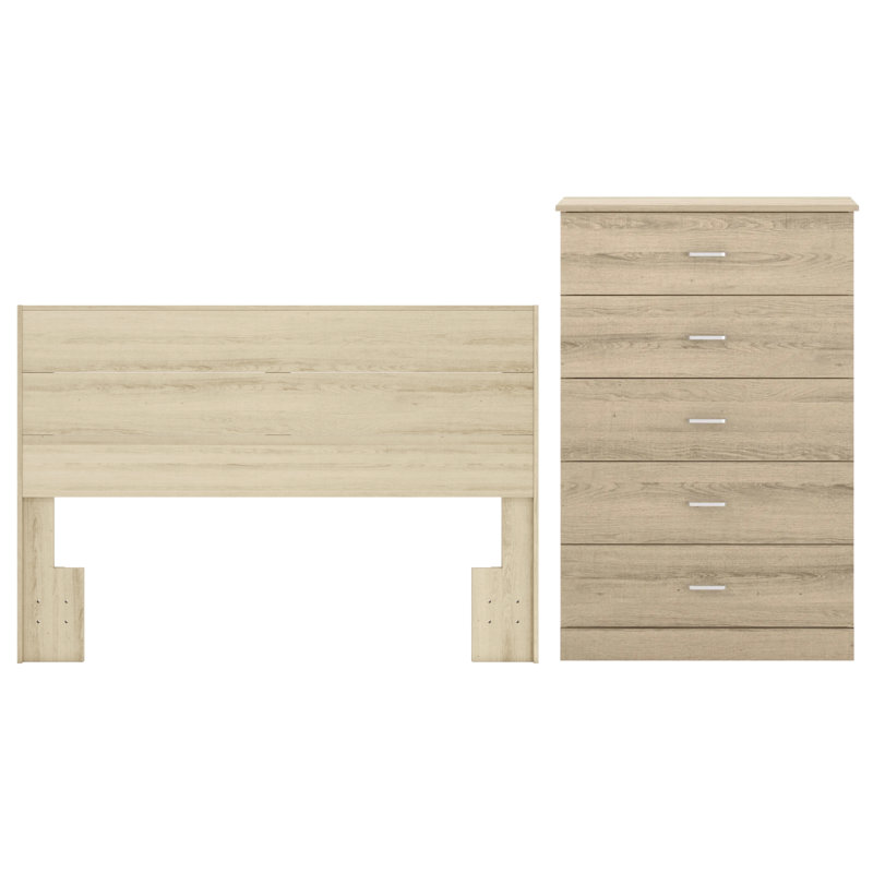 Ensemble de chambre à coucher 2 pièces Allyannah, Chêne gris cendré