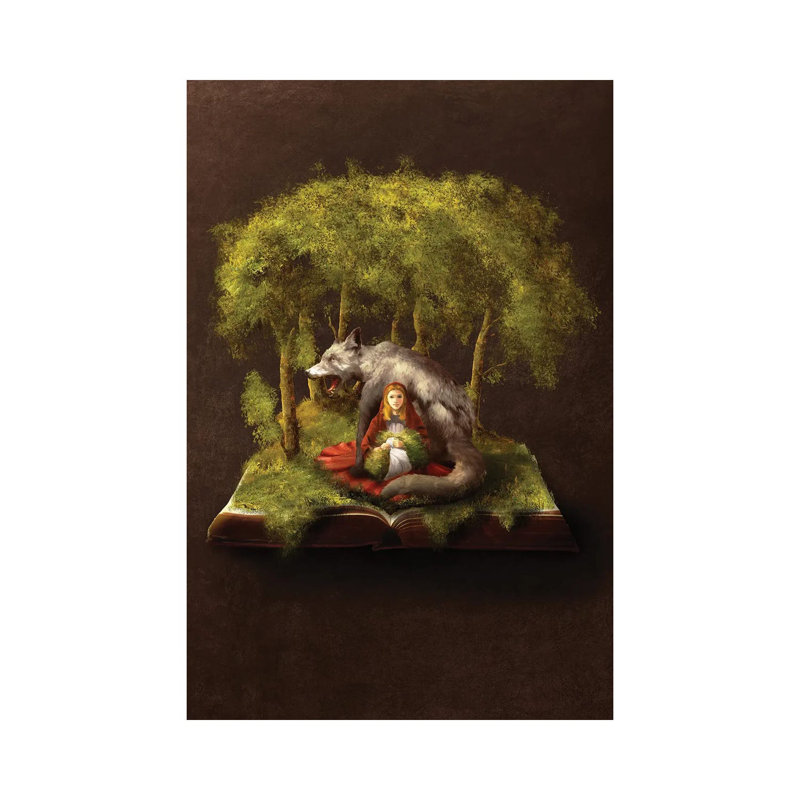 La fille et le loup par Diogo Verissimo - reproduction, H 40 po x l 26 po x P 1,5 po