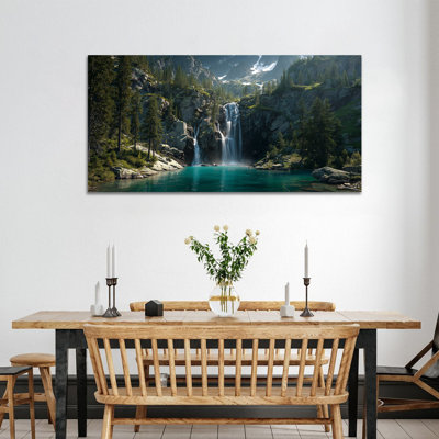 Art mural de cascade, art mural de paysage naturel pour le salon, images de cascade pour la peinture de paysage mural, décoration murale de photos de la nature pour le bureau de la chambre à coucher, peinture murale sur toile cascade prête à être suspendue 12 po x 24 po