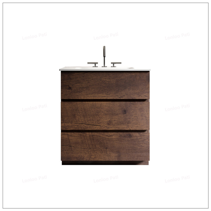 Meuble-lavabo autoportant de 30 po avec lavabo et 3 trous de robinet, 30"