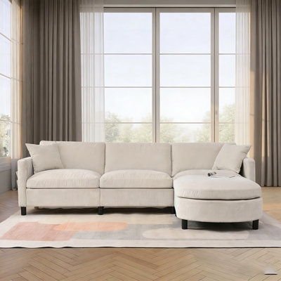 107.87 Inch Sectional Sofa With Ottoman, Removable Cushions For Comfort And Versatility In Living Spaces
