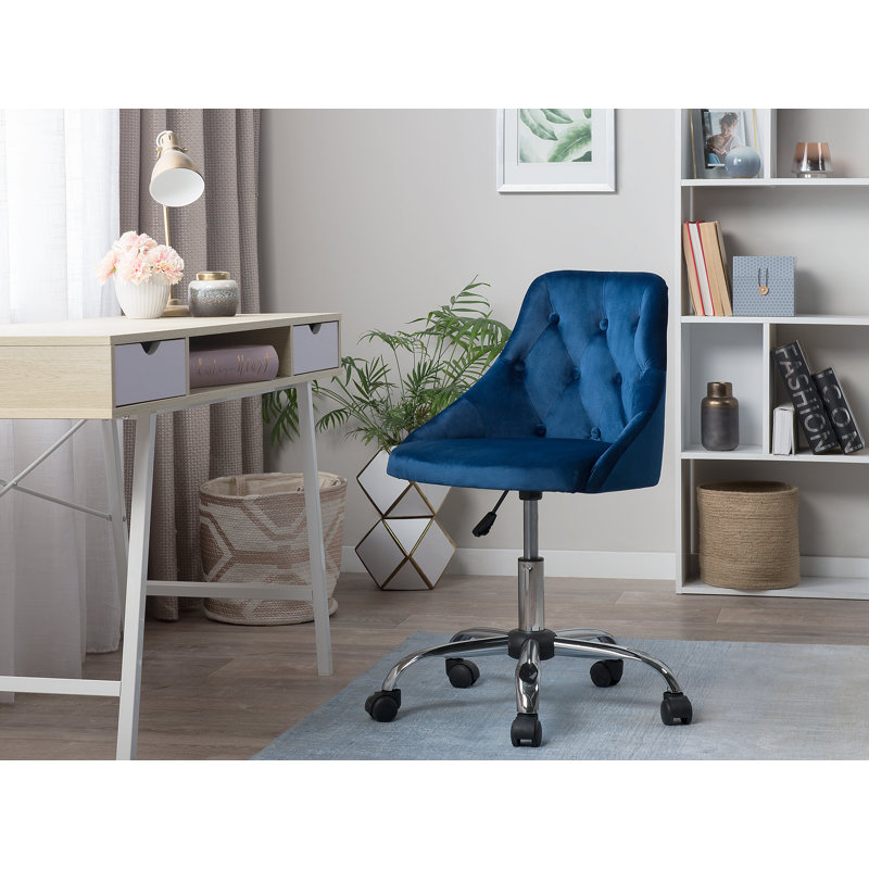 Maia Velvet Office Chair, Blue