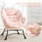 Modern Soft And Comfortable Accent Chair With Ottoman, Armrests And Side Pocket For Small Spaces-529341761
