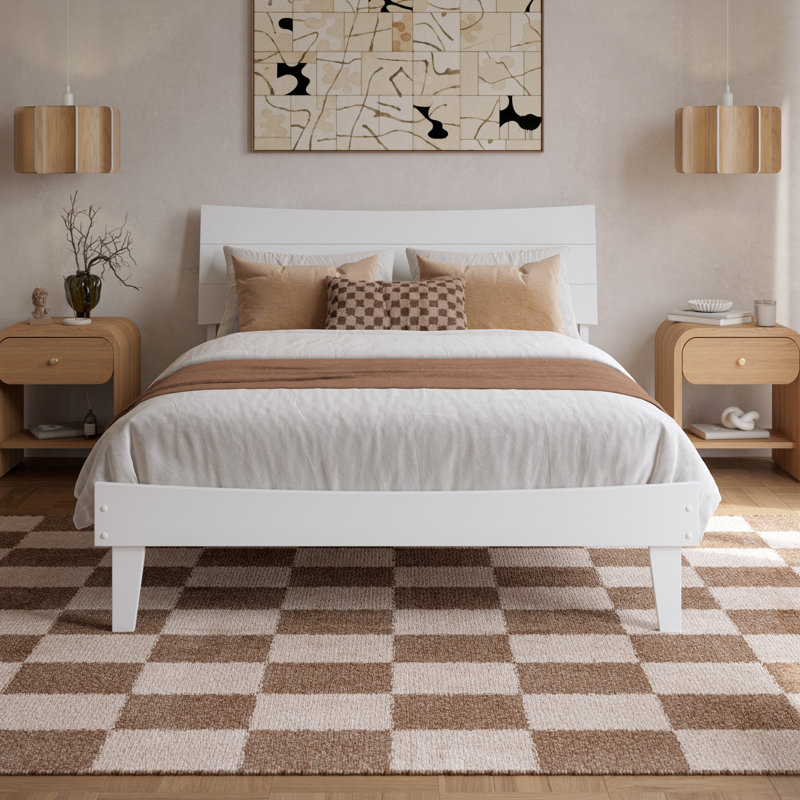 Phoenix Wood Platform Bed with Matching Footboard, White, Full