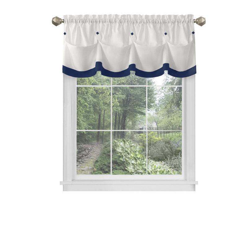 Tailored Kitchen Curtain, 14" H x 58" W, Navy