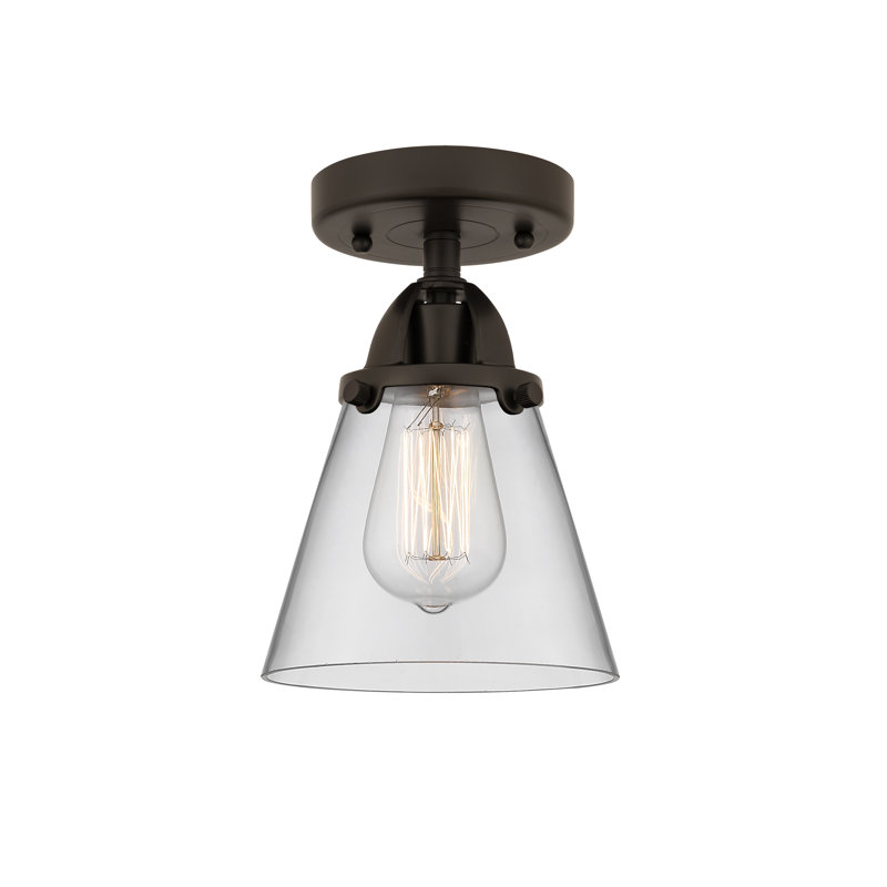 Plafonnier semi-encastré en verre à DEL, Transparent, H 9,25 po x l 6,25 po x P 6,25 po, Bronze huilé